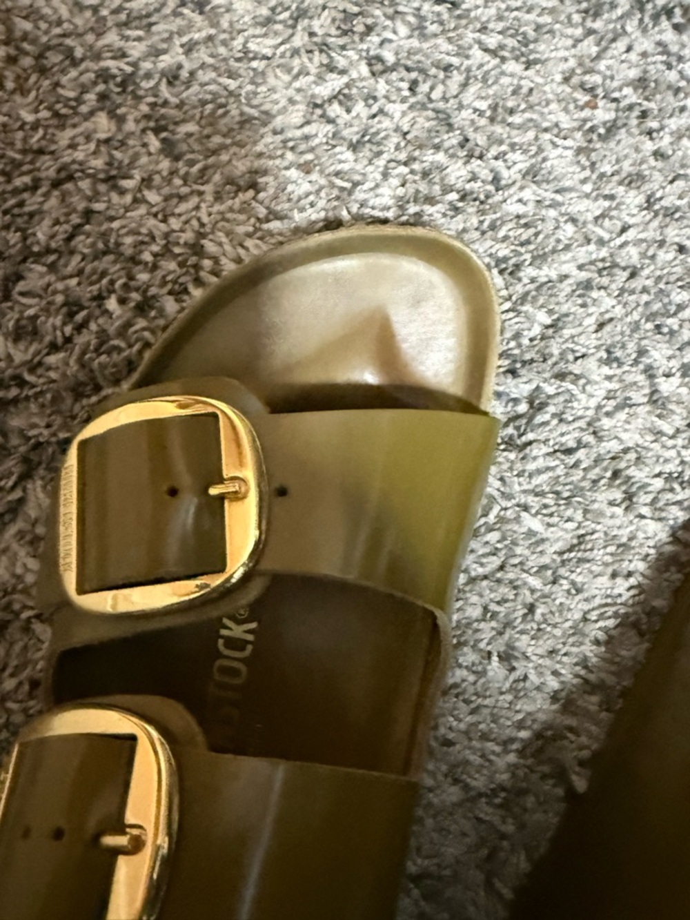 Birkenstock Arizona Big Buckle Sandals in Olive Green with Gold Buckles - Picture 3 of 4